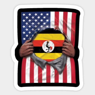 Uganda Flag American Flag Ripped - Gift for Ugandan From Uganda Sticker